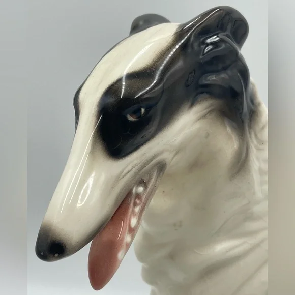 Cuernavaca Mexico Hand Painted Ceramic Borzoi Russian Wolfhound Dog Sculpture